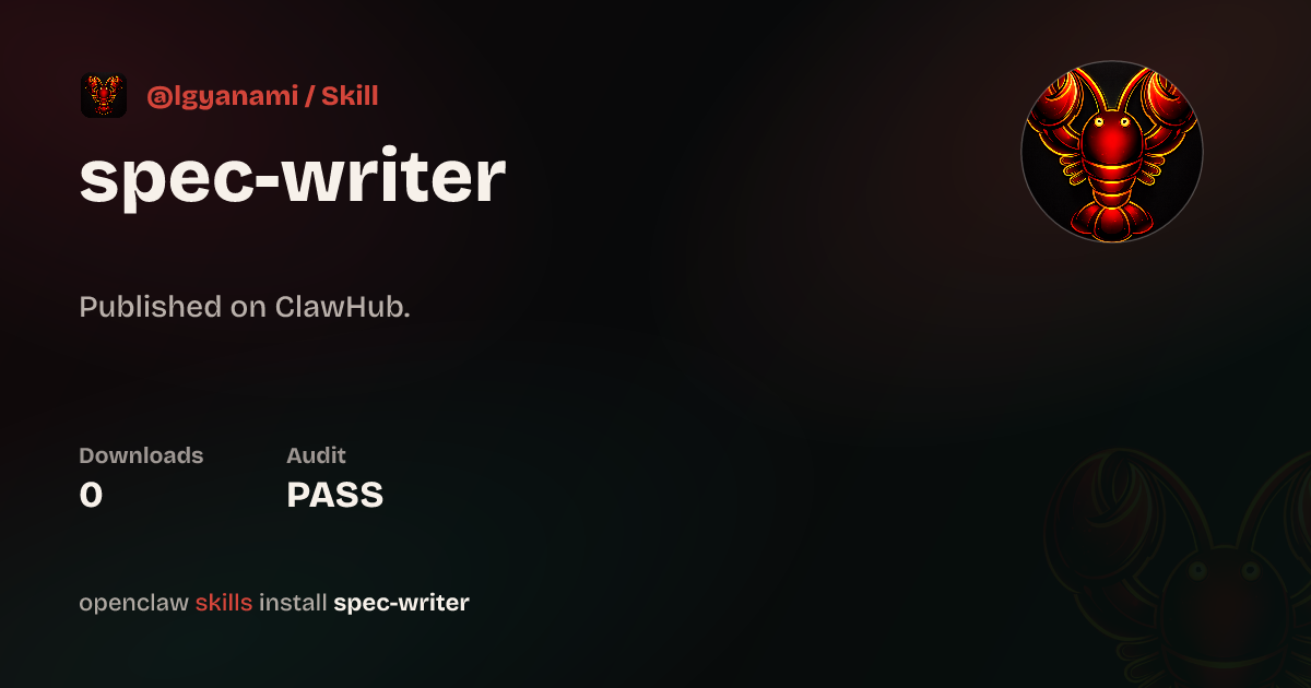 ClawScan security · Spec Writer — ClawHub