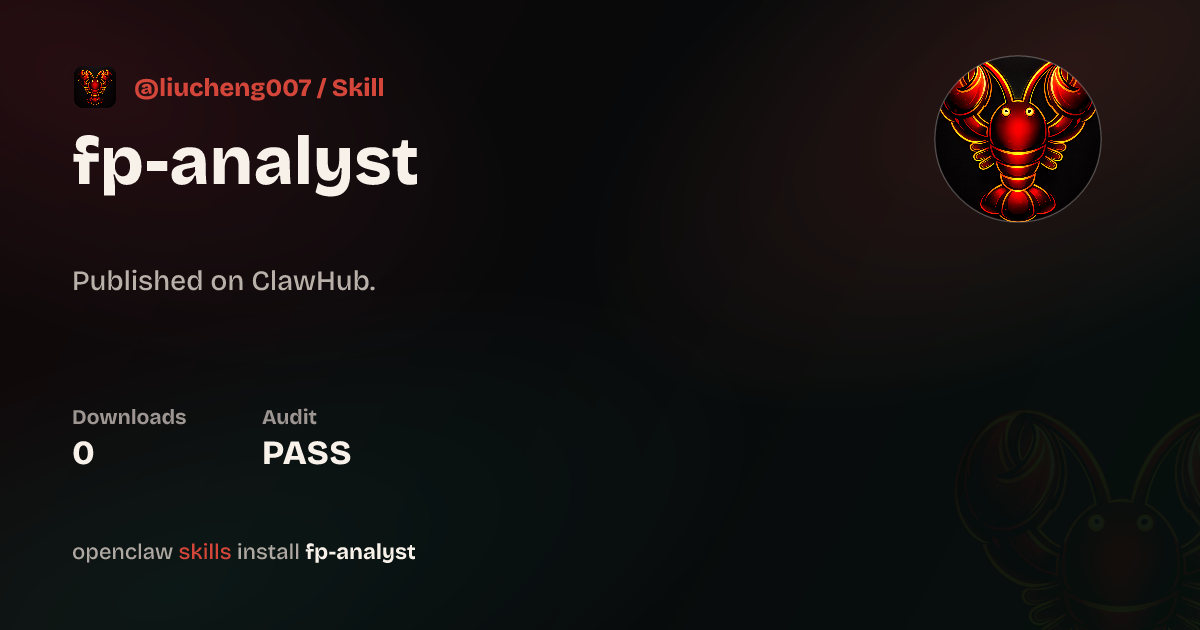 ClawScan security · FP and A Analyst — ClawHub