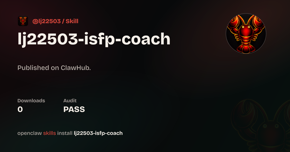 Isfp Coach — ClawHub