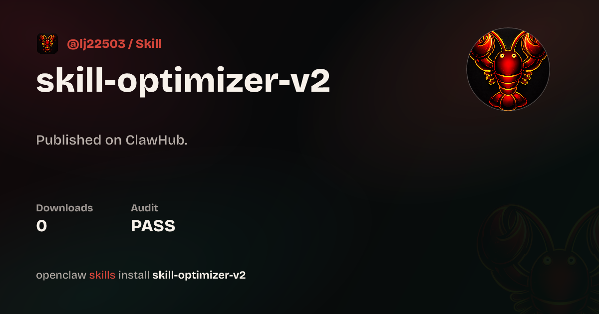 ClawScan security · Skill Optimizer — ClawHub