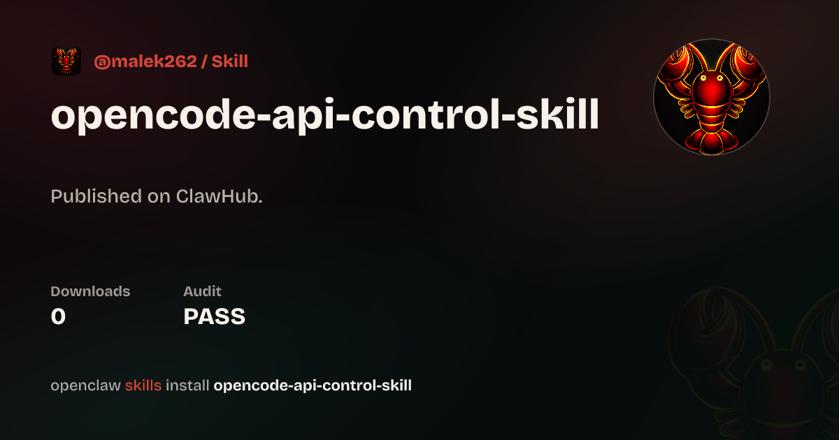 ClawScan security · OpenCode CLI API Controller — ClawHub