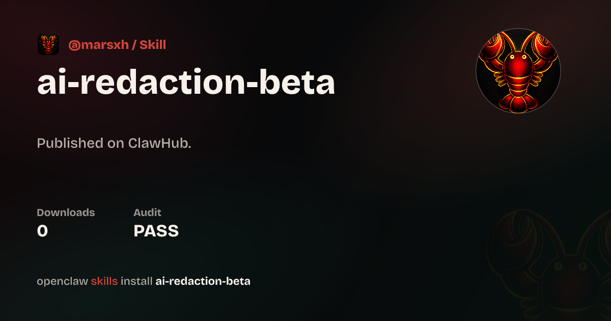Static analysis security · ai-redaction-beta — ClawHub