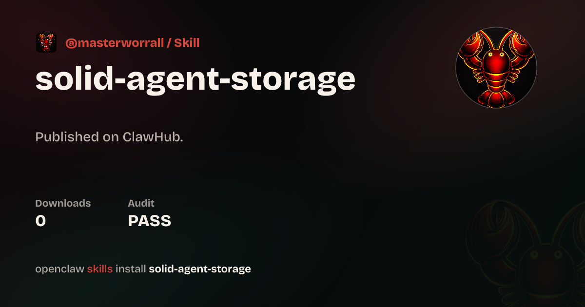 Static analysis security · Solid Agent Storage — ClawHub