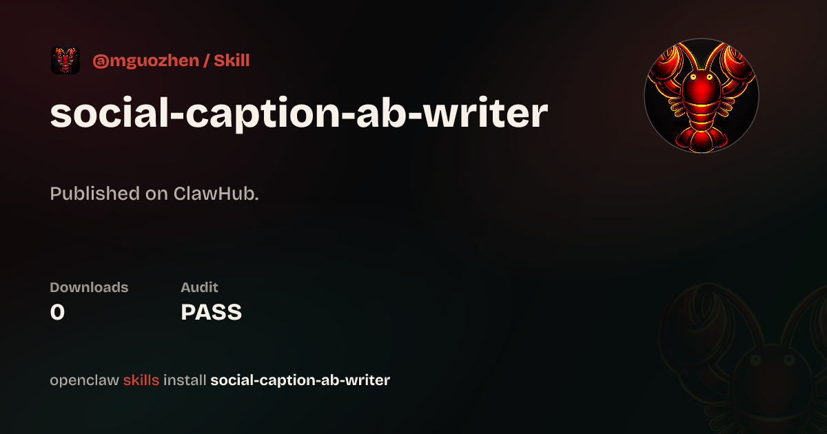 Static analysis security · Social Caption Ab Writer — ClawHub