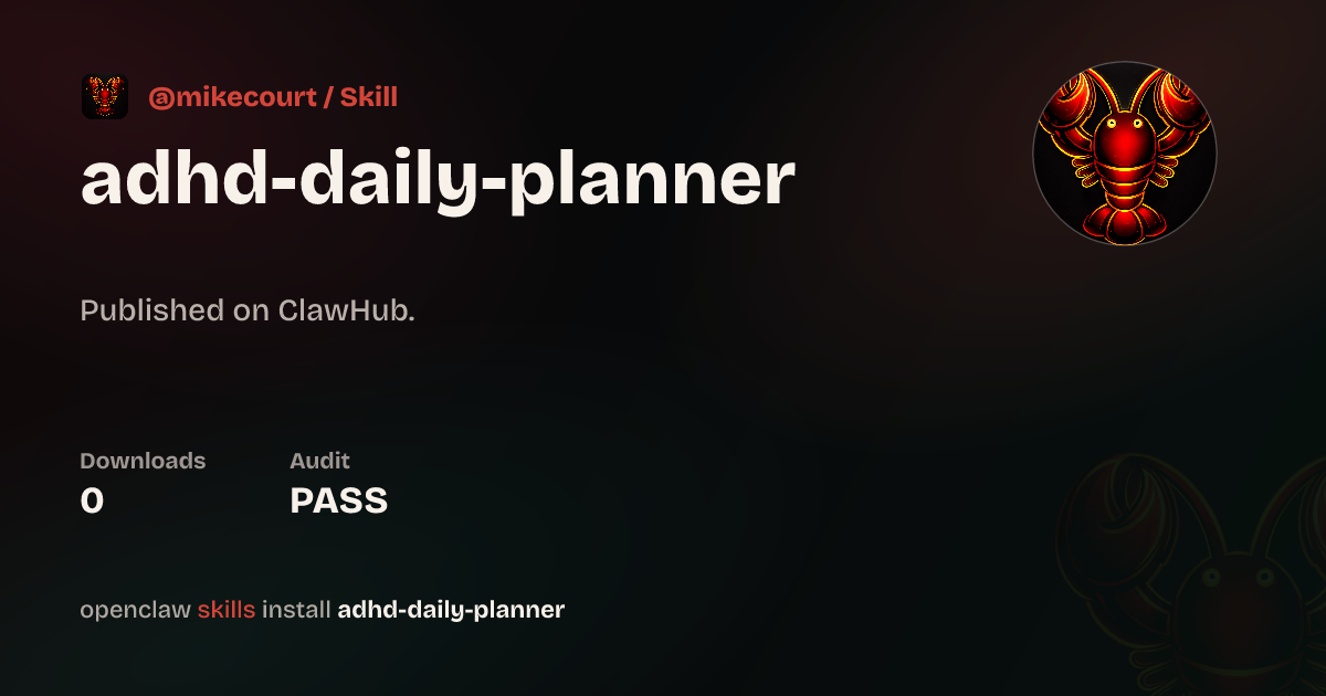 VirusTotal security · ADHD Daily Planner — ClawHub