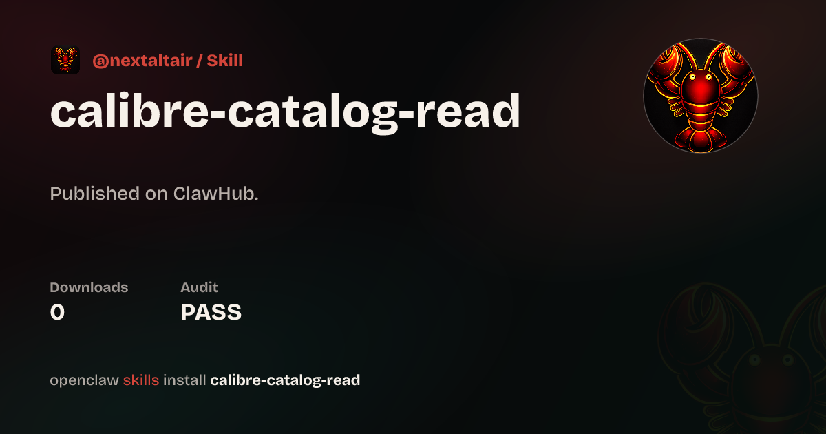 Static analysis security · Calibre Catalog Read — ClawHub