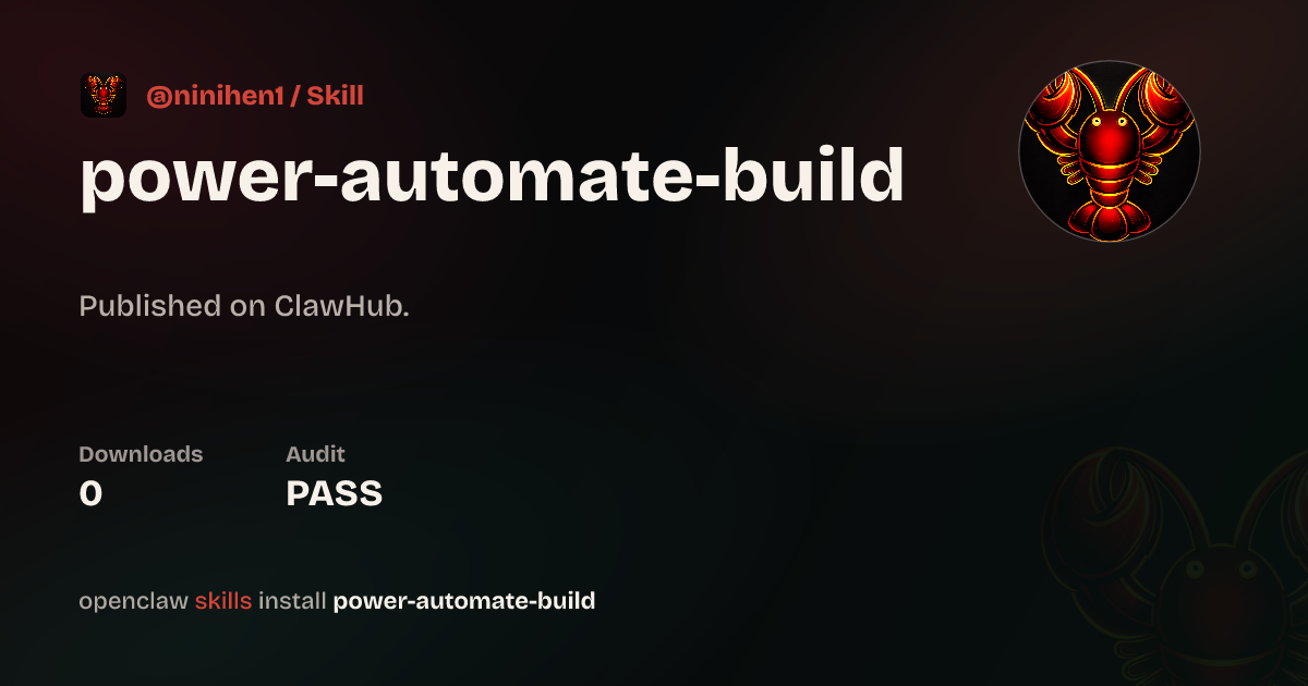 Static analysis security · Power Automate Build — ClawHub