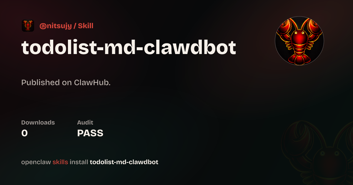 Todolist Md Clawdbot — ClawHub