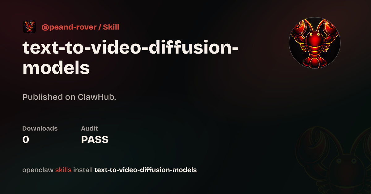 Static analysis security · Text To Video Diffusion Models — ClawHub