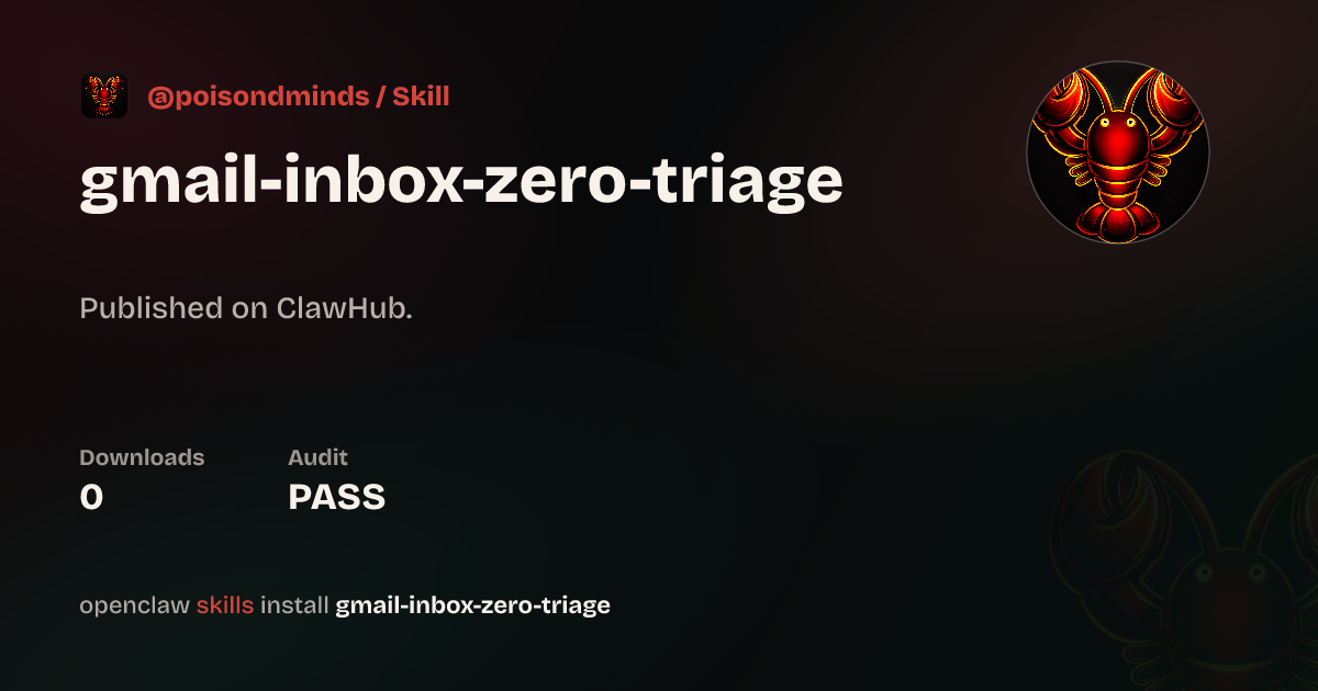 Static analysis security · Gmail Inbox Zero Traige — ClawHub