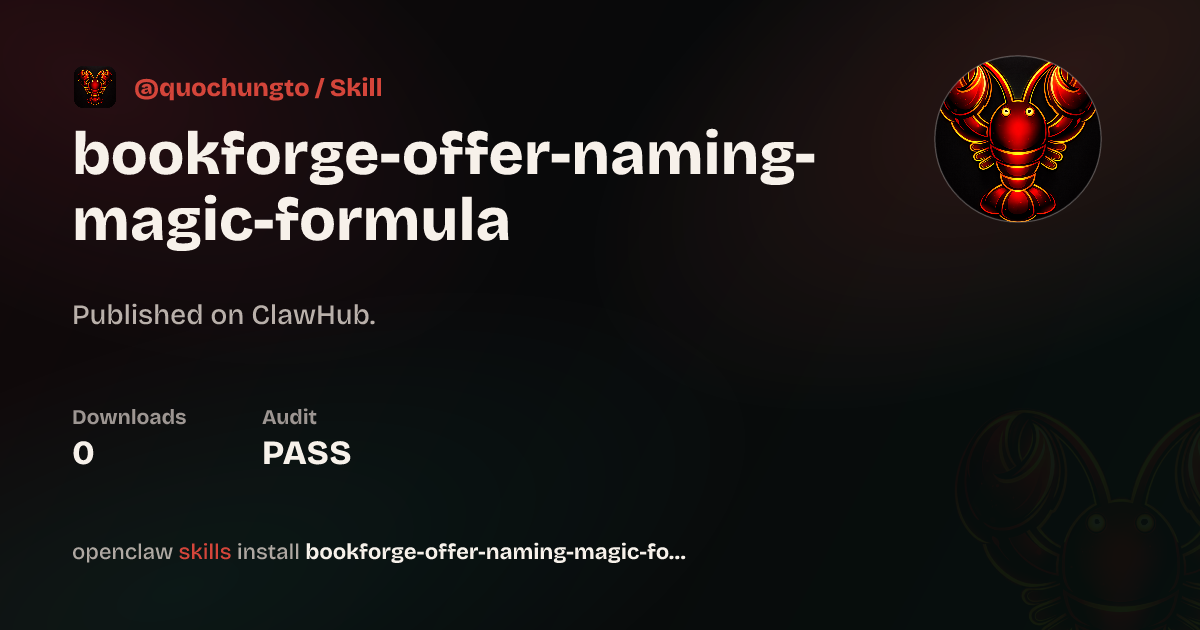 Offer Naming Magic Formula — ClawHub