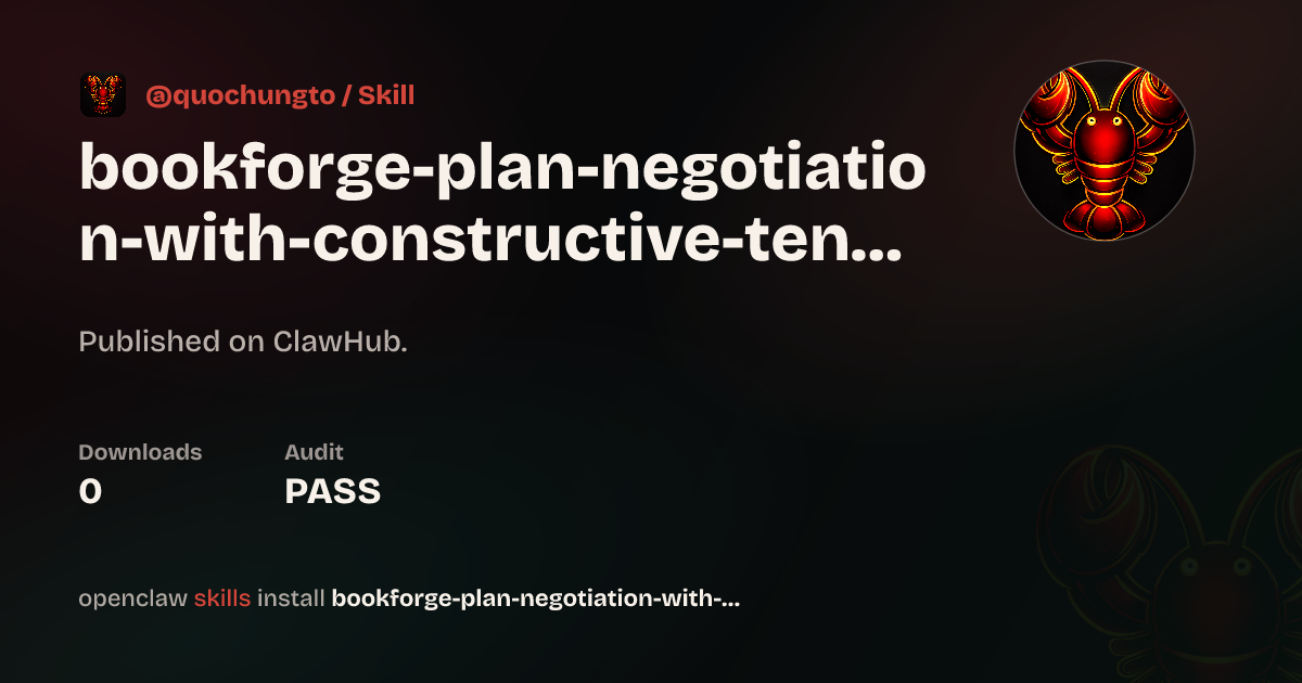 ClawScan security · Plan Negotiation With Constructive Tension — ClawHub