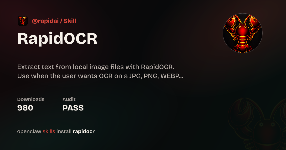 ClawScan security · RapidOCR — ClawHub