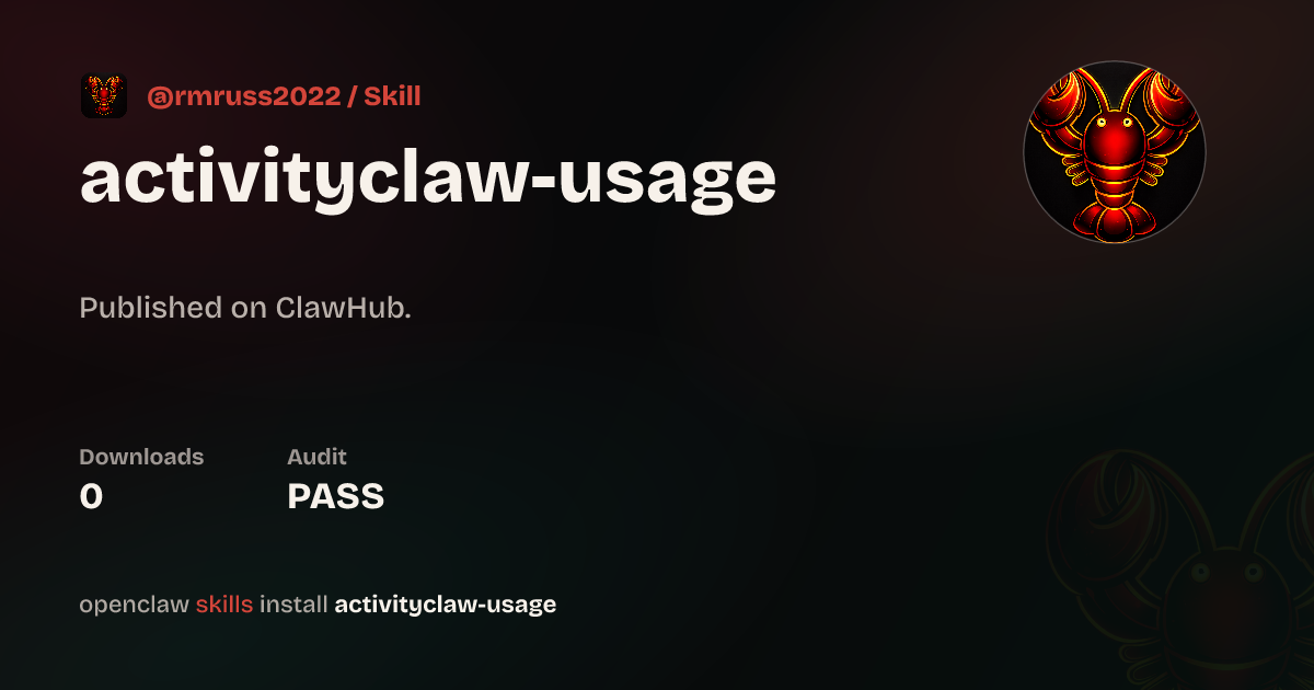 ActivityClaw Plugin Usage — ClawHub