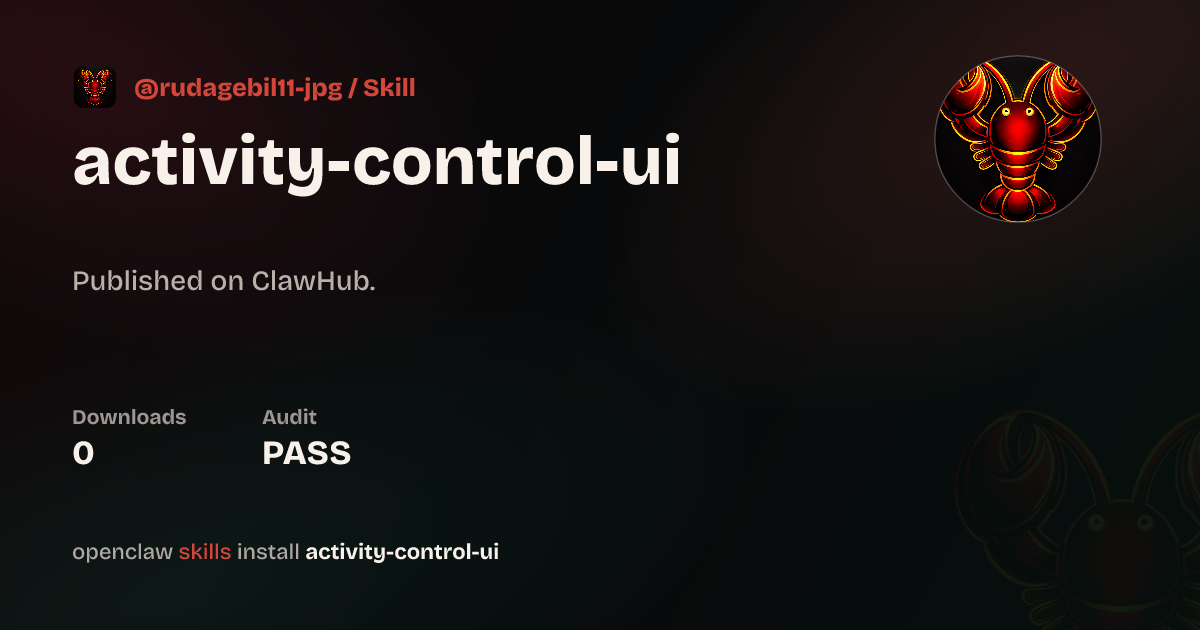 VirusTotal security · Activity Control Ui — ClawHub