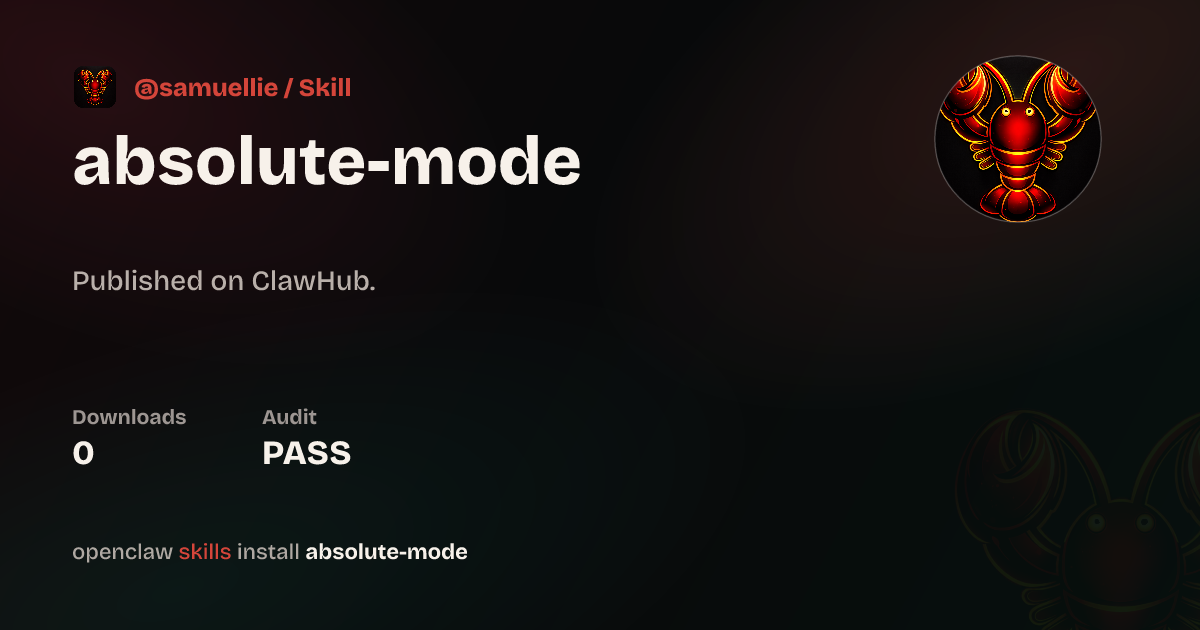 Static analysis security · Absolute Mode — ClawHub