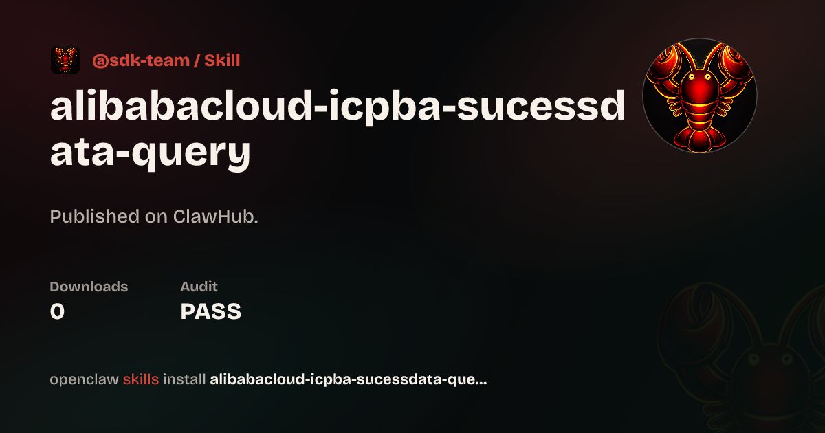 Static analysis security · Alibabacloud Icpba Sucessdata Query — ClawHub