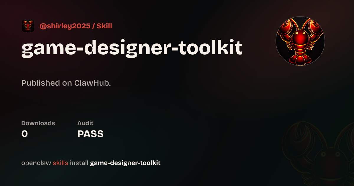 Static analysis security · Game Designer Toolkit — ClawHub