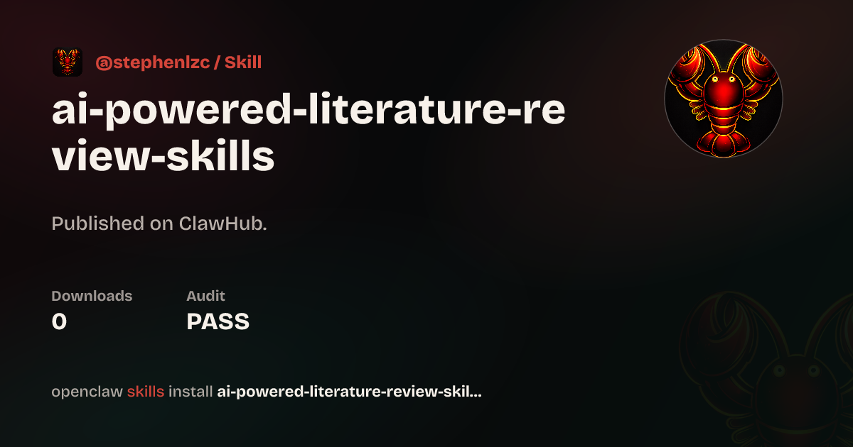 Static analysis security · Literature Reviewer Skill — ClawHub