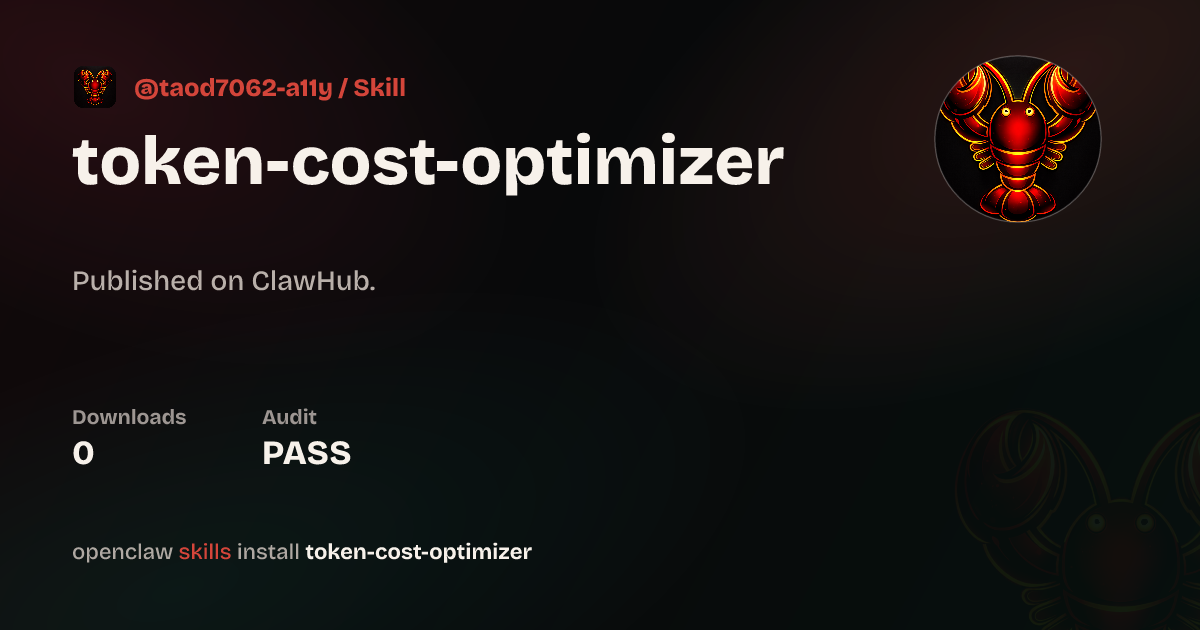 Static analysis security · Token Cost Optimizer — ClawHub