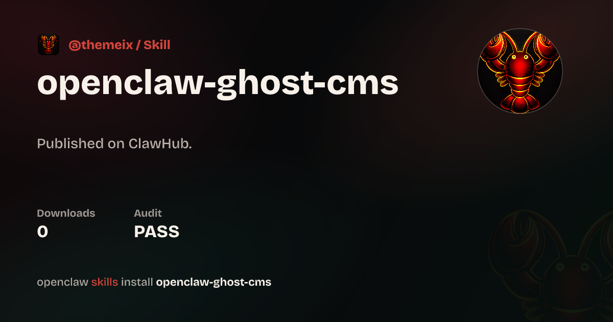 ClawScan security · Ghost CMS — ClawHub