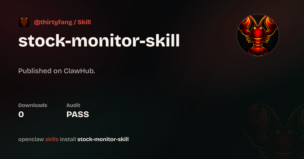 VirusTotal security · Stock Monitor — ClawHub
