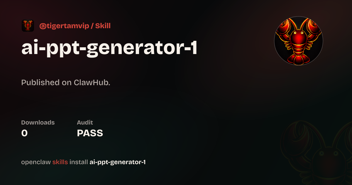 VirusTotal security · Ai Ppt Generator 1 — ClawHub