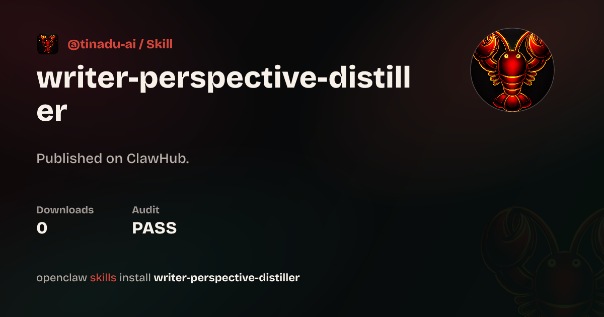 Static analysis security · Writer Perspective Distiller — ClawHub