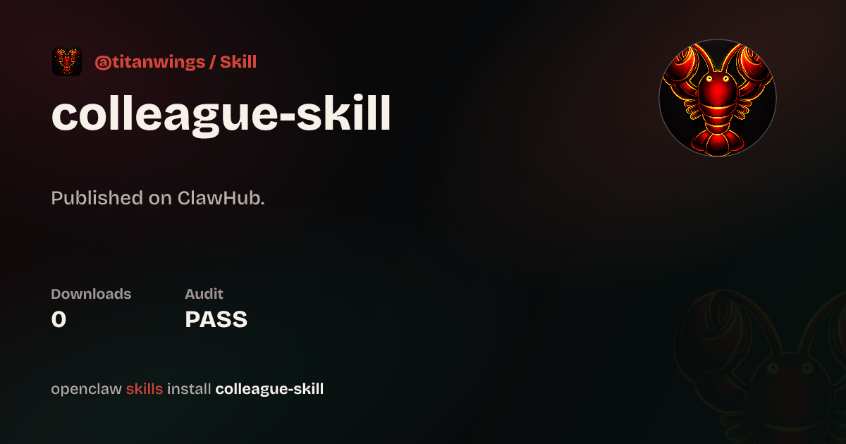 Static analysis security · colleague-skill — ClawHub