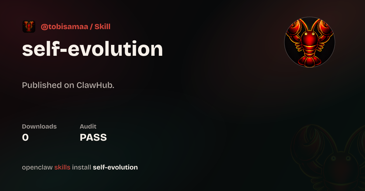 ClawScan security · Self Evolution — ClawHub