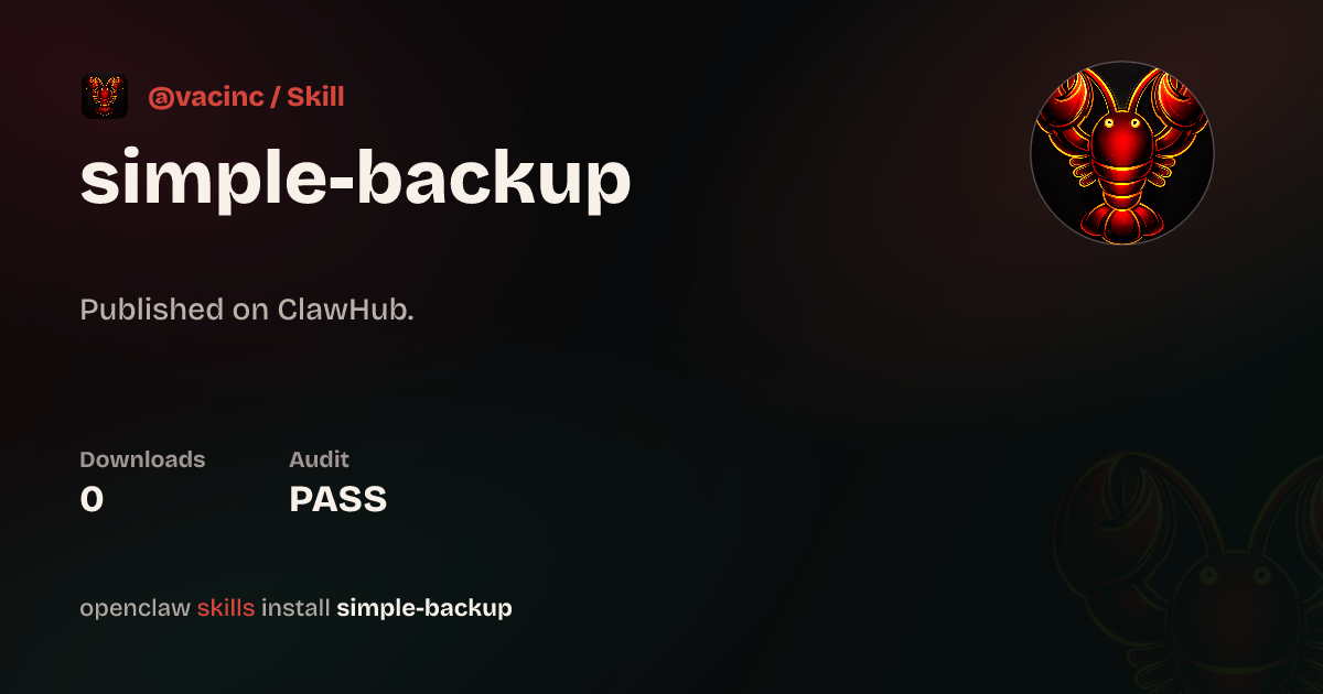 Static analysis security · Simple Backup — ClawHub