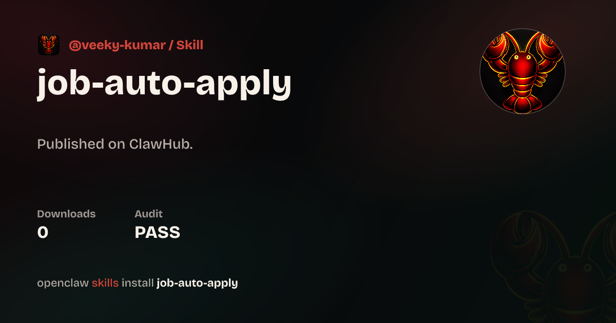 VirusTotal security · Job Auto Apply — ClawHub