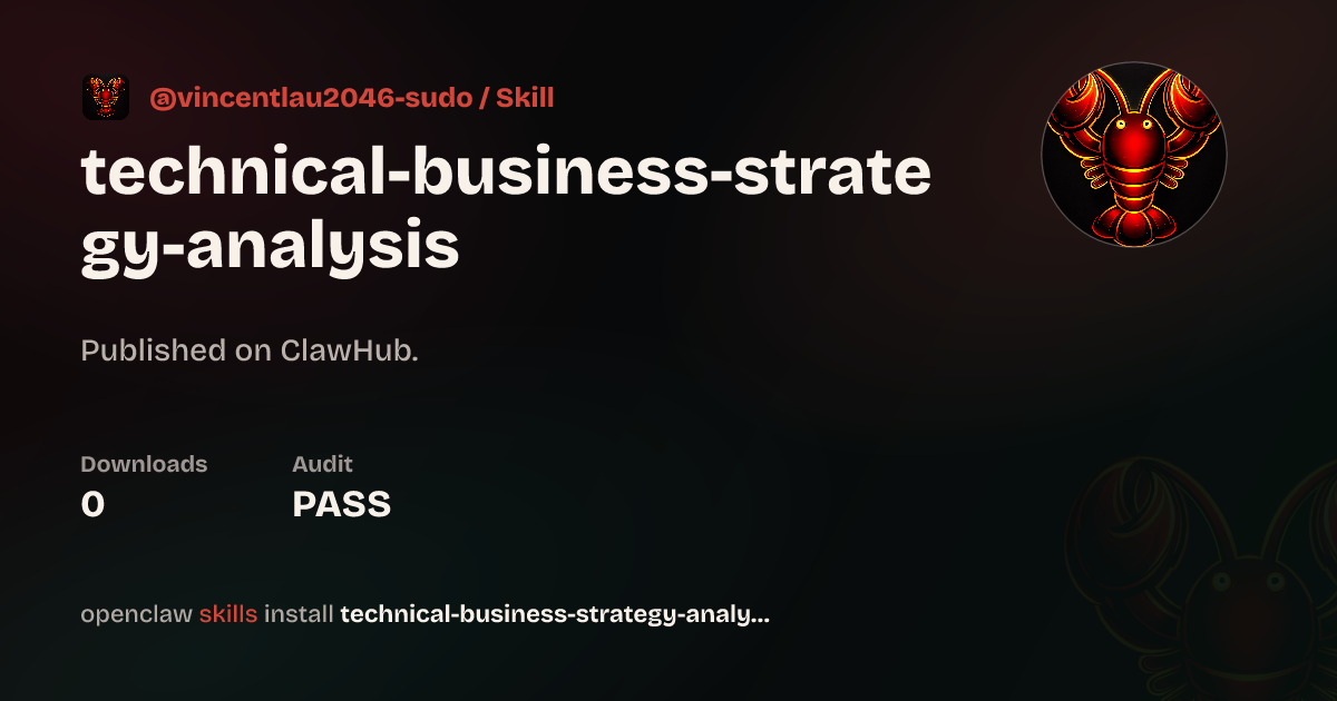 ClawScan security · Technical Business Strategy Analysis — ClawHub