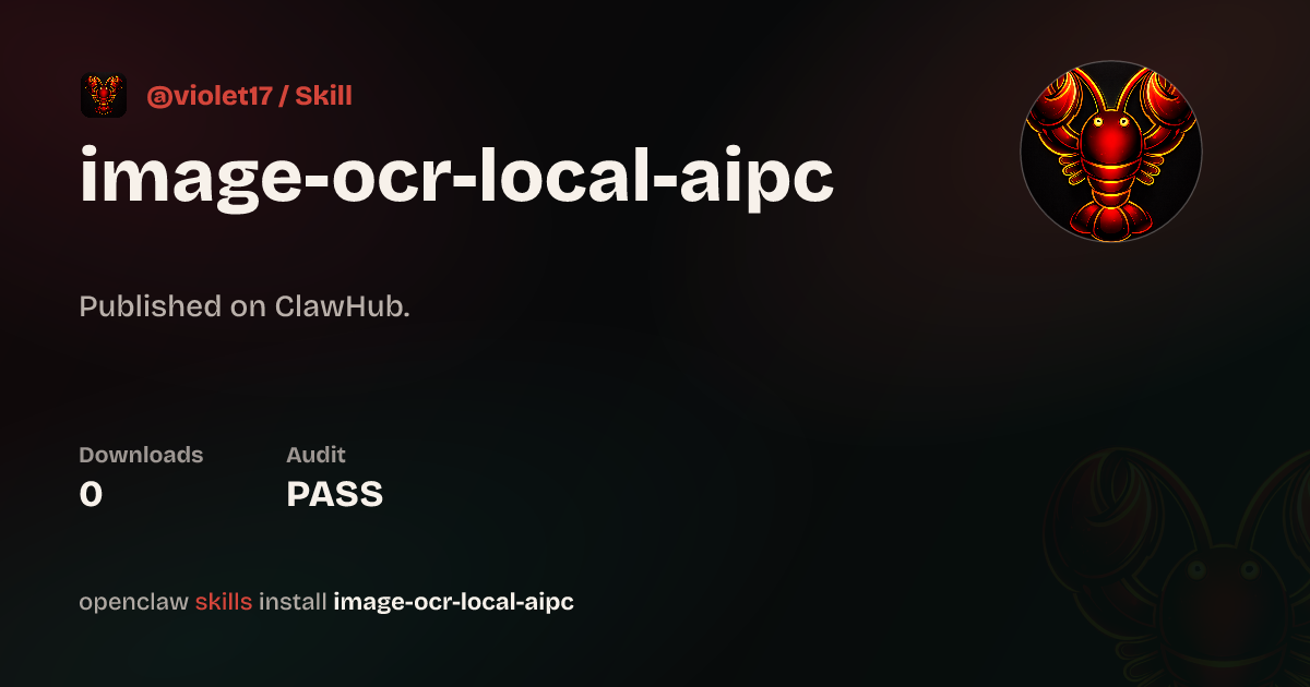 ClawScan security · image-ocr-local-AIPC — ClawHub