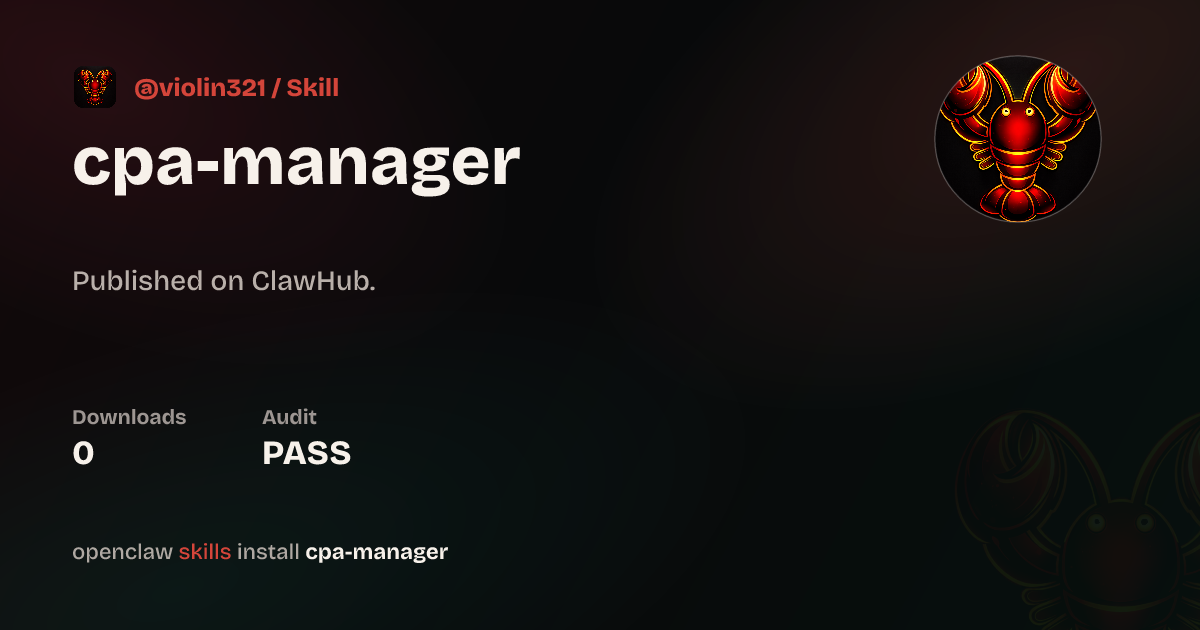 ClawScan security · CPA Manager — ClawHub