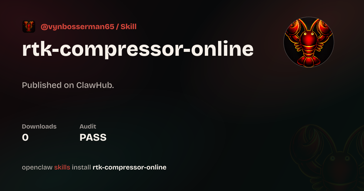 Static analysis security · Rtk Compressor Online — ClawHub