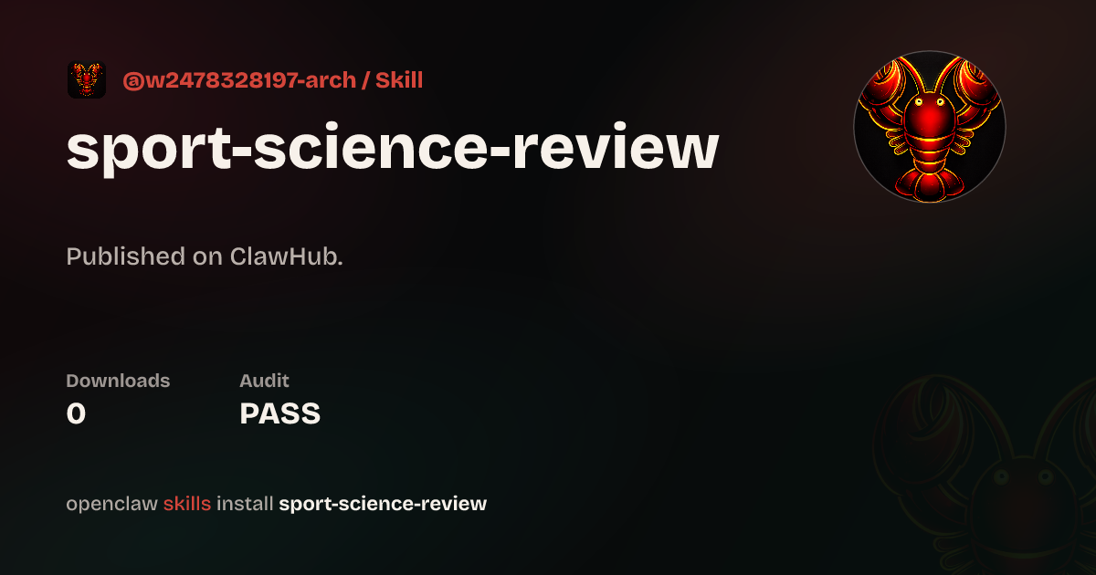 Sports Science Daily — ClawHub