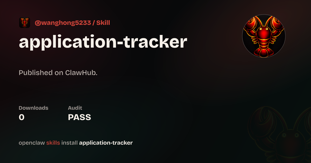 Application Tracker — ClawHub