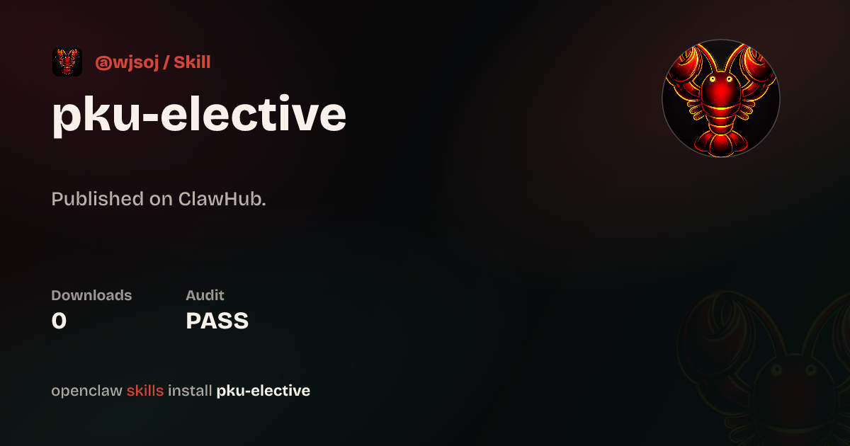 ClawScan security · Elective — ClawHub