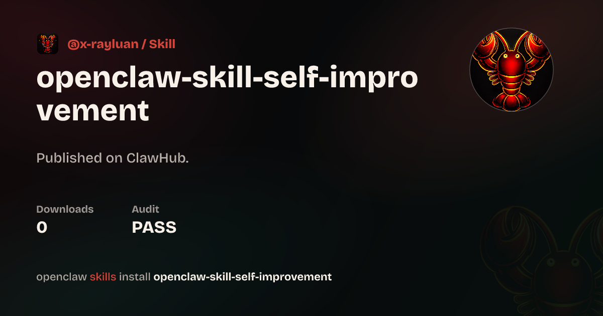 Static analysis security · Openclaw Skill Self Improvement — ClawHub