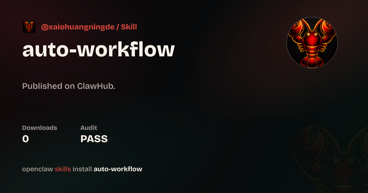 Static analysis security · Auto Workflow — ClawHub
