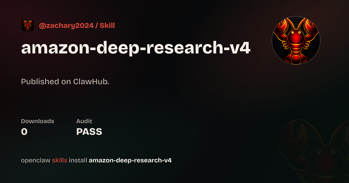 VirusTotal security · Amazon Deep Research V4 — ClawHub