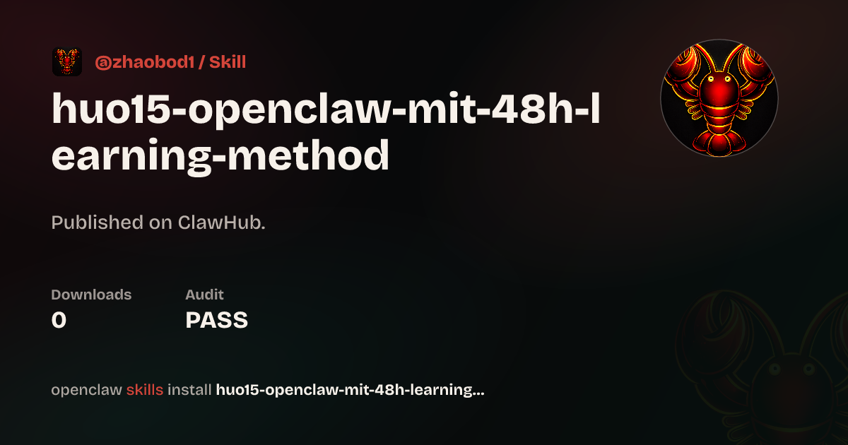 Static analysis security · Huo15 Openclaw Mit 48h Learning Method — ClawHub
