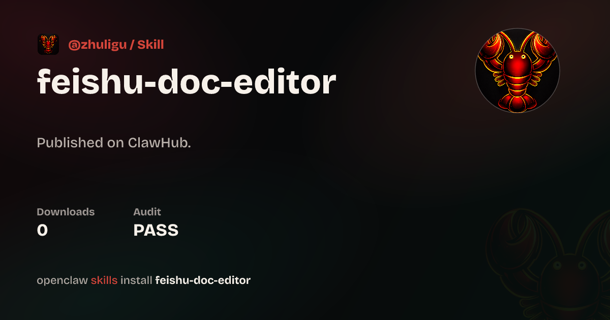 ClawScan security · feishu-doc-editor — ClawHub