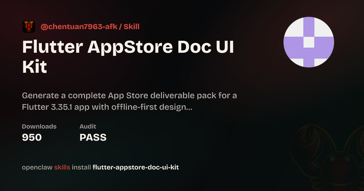 Flutter AppStore Doc UI Kit — ClawHub