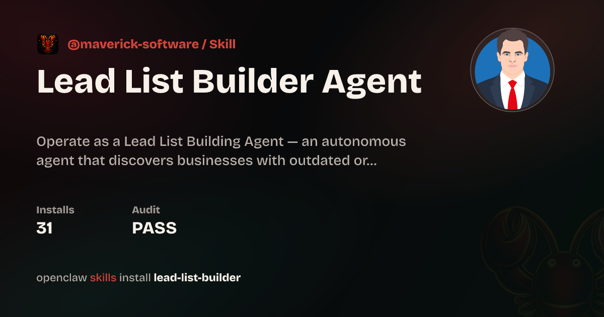 Lead List Builder Agent — ClawHub