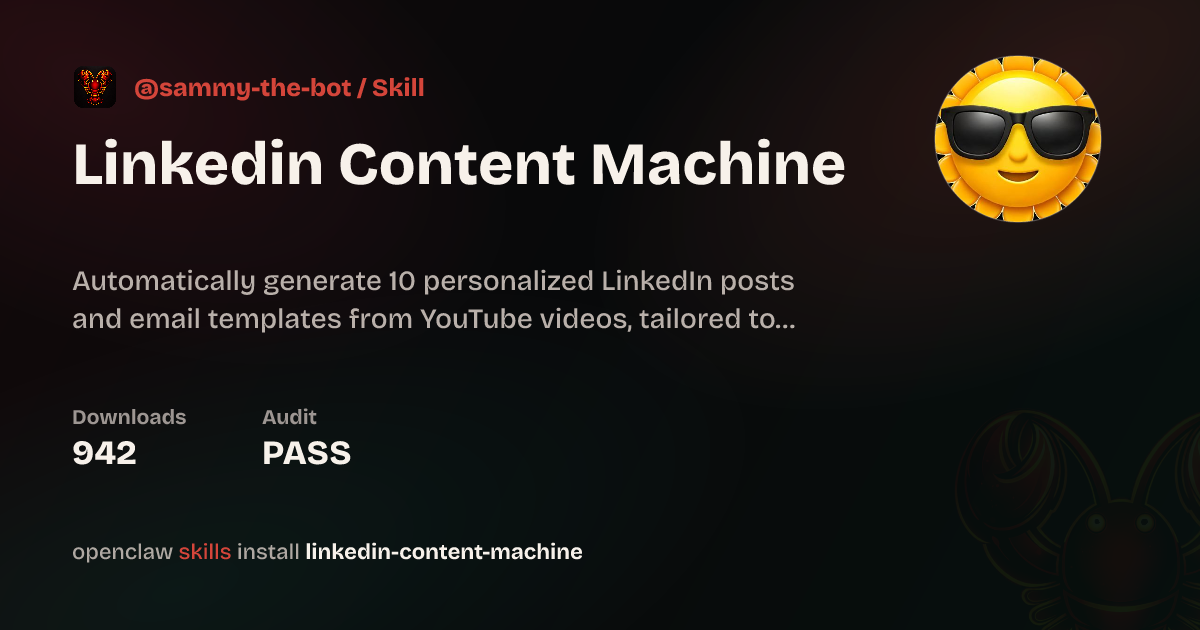 Slug Bot Linkedin Content Machine — ClawHub