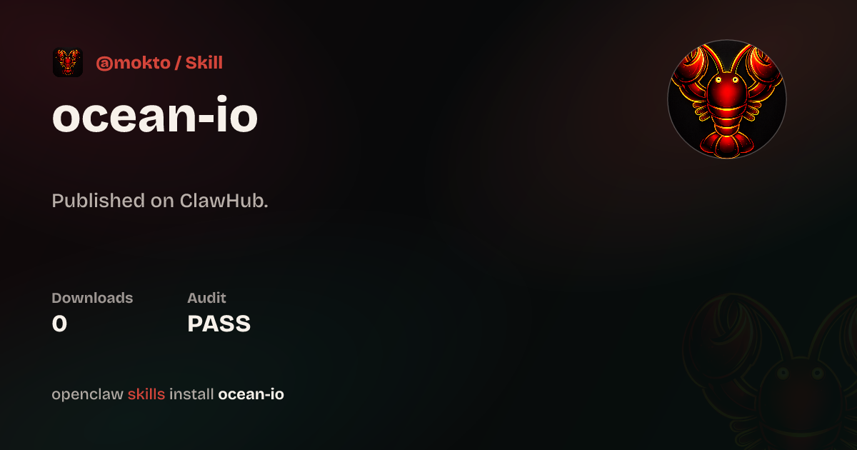 Ocean Api ClawScan security · Ocean Io — ClawHub