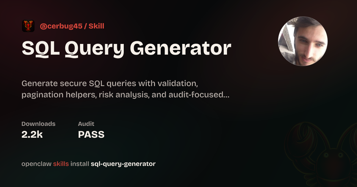 SQL Query Generator — ClawHub