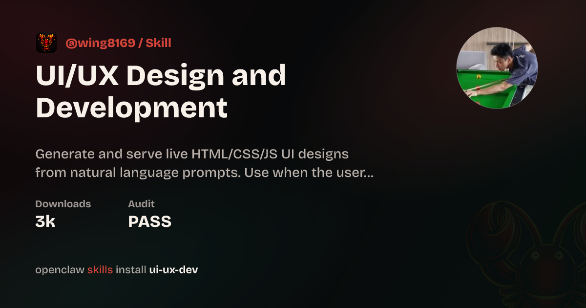 UI/UX Design and Development — ClawHub